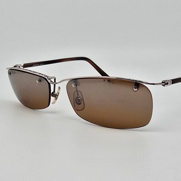 Brighton Highland Silver Tortoise Frame Silver Mirror Lens Rimless Sunglasses - Picture 1 of 14